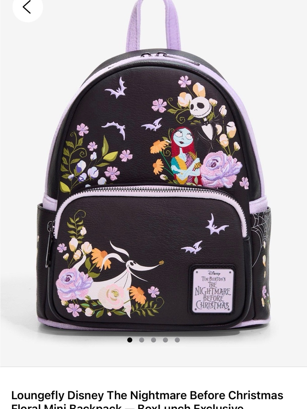 Loungefly Black & Lavender Nightmare Before Christmas Floral Mini Backpack